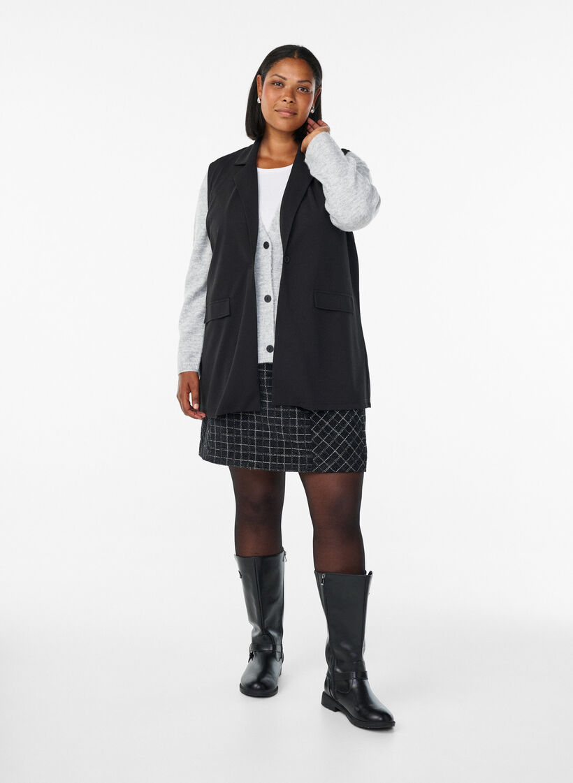 Ärmellose Blazerweste mit klassischem Revers, Schwarz, Model image number 1