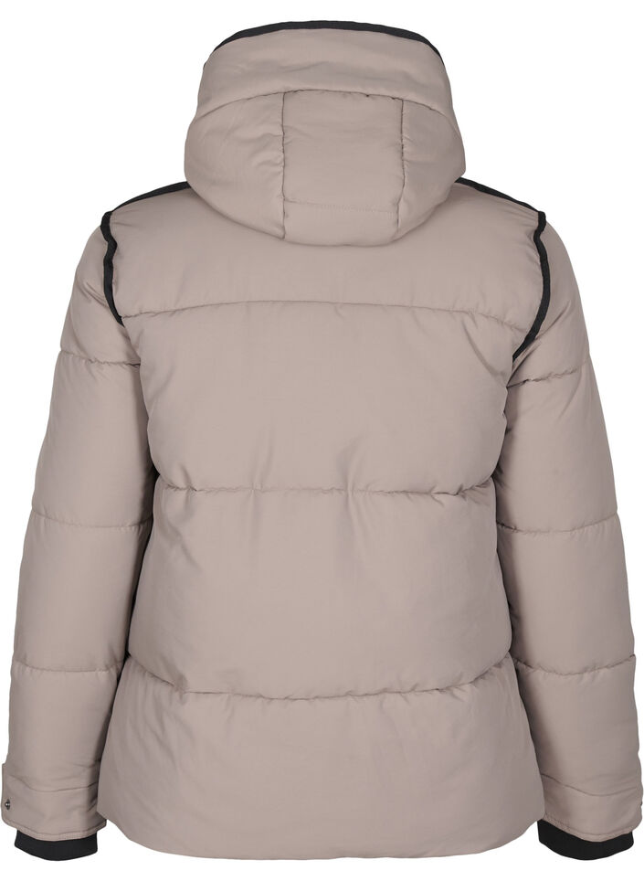 Kurze Steppjacke mit Kontrastdetails, Beige, Packshot image number 1