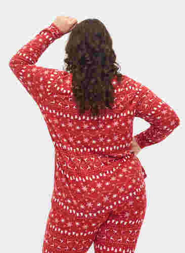 Bluse mit Weihnachtsmotiv, Tango Red/White AOP, Model image number 1