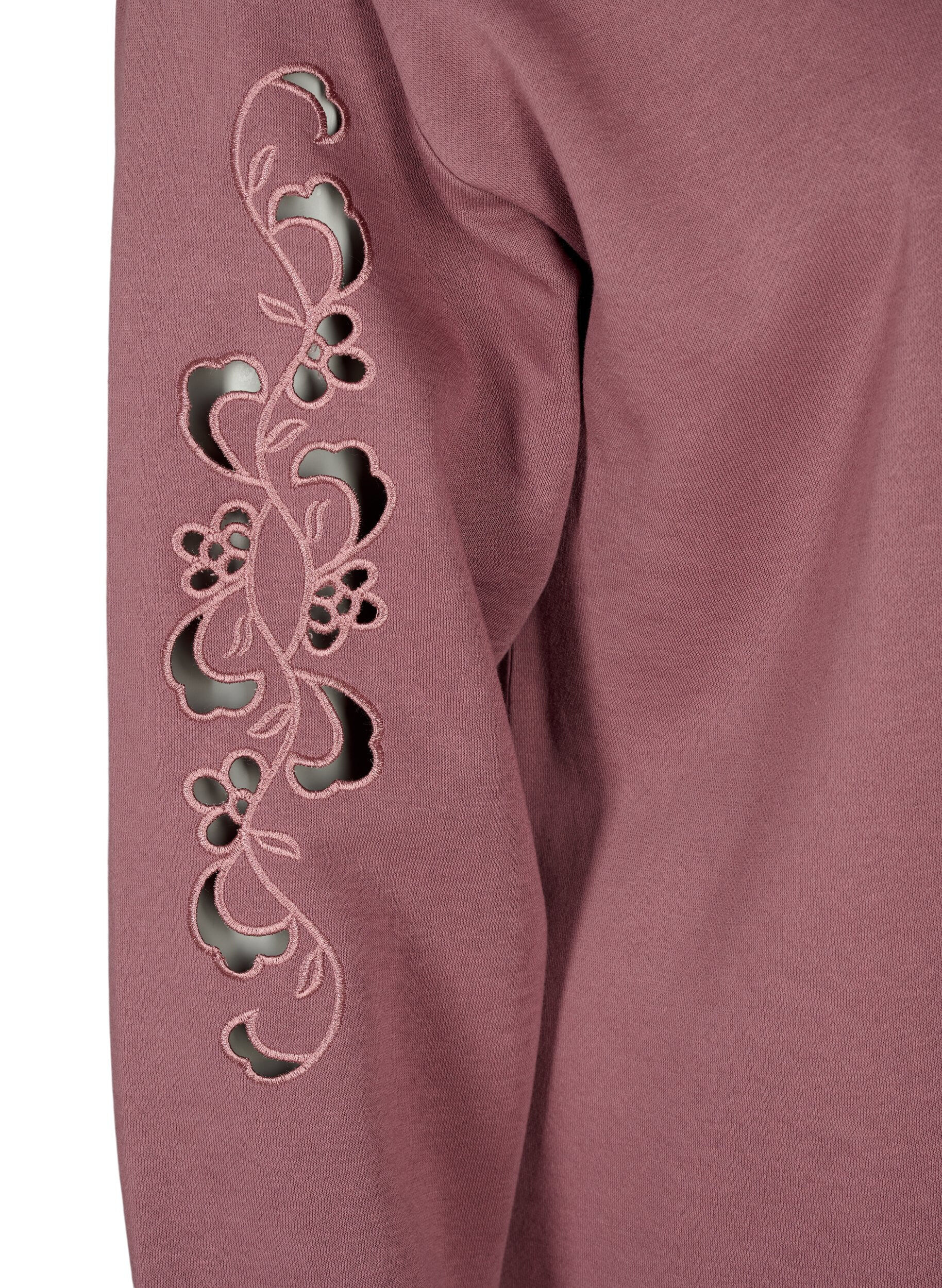 Zizzi Sweatkleid mit gestickten Details, Rose Brown, Packshot image number 3