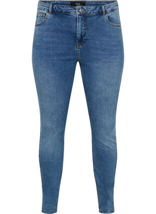 Super schmale Amy Jeans aus einem Baumwollmix, Blue denim, Packshot image number 0
