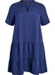 Kurzes A-Linien-Kleid aus Baumwollmusselin, Blau, Packshot image number 0