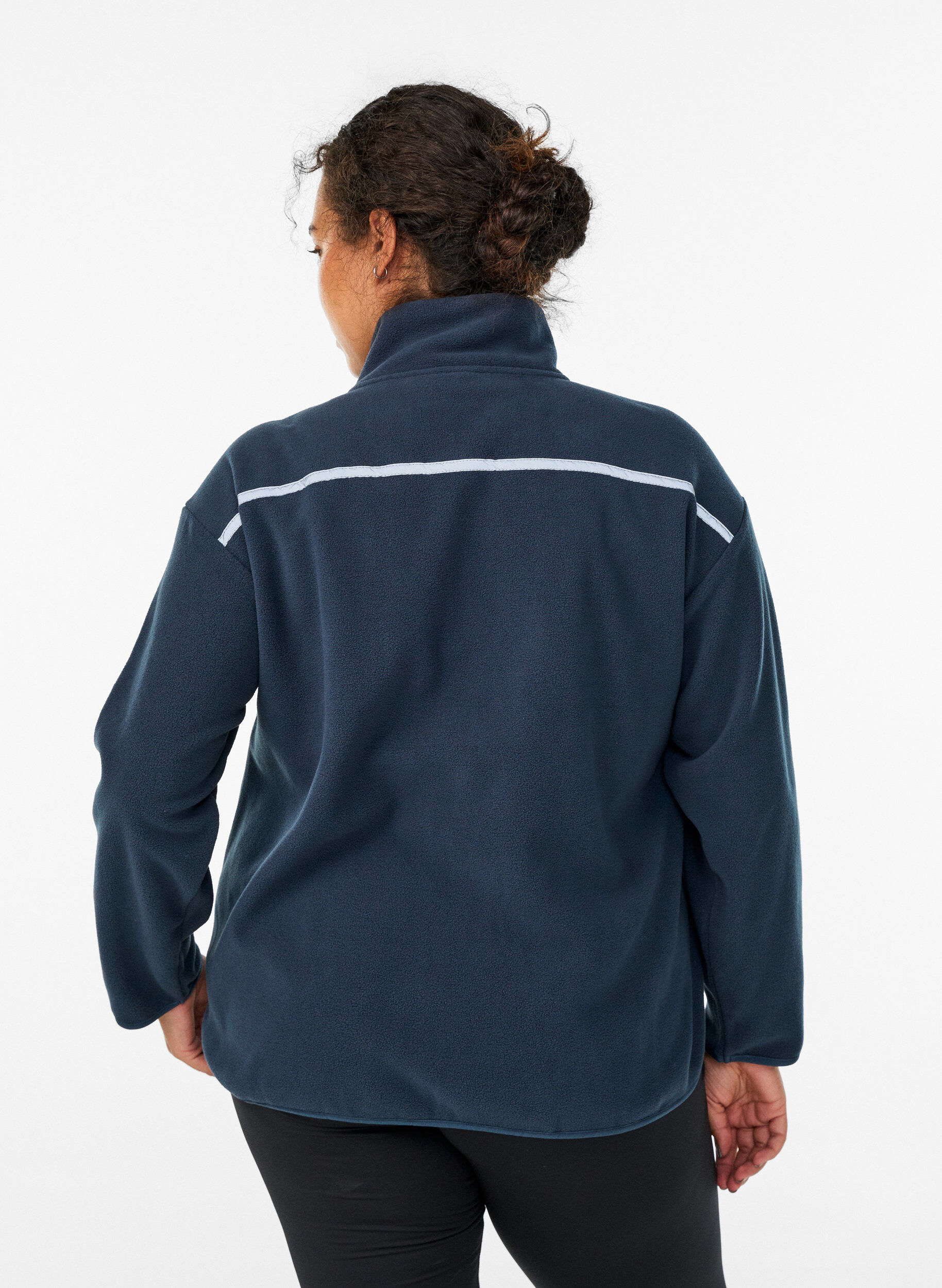 Zizzi Fleecejacke mit Rei&szlig;verschluss und Reflektorband , Blau, Model image number 2