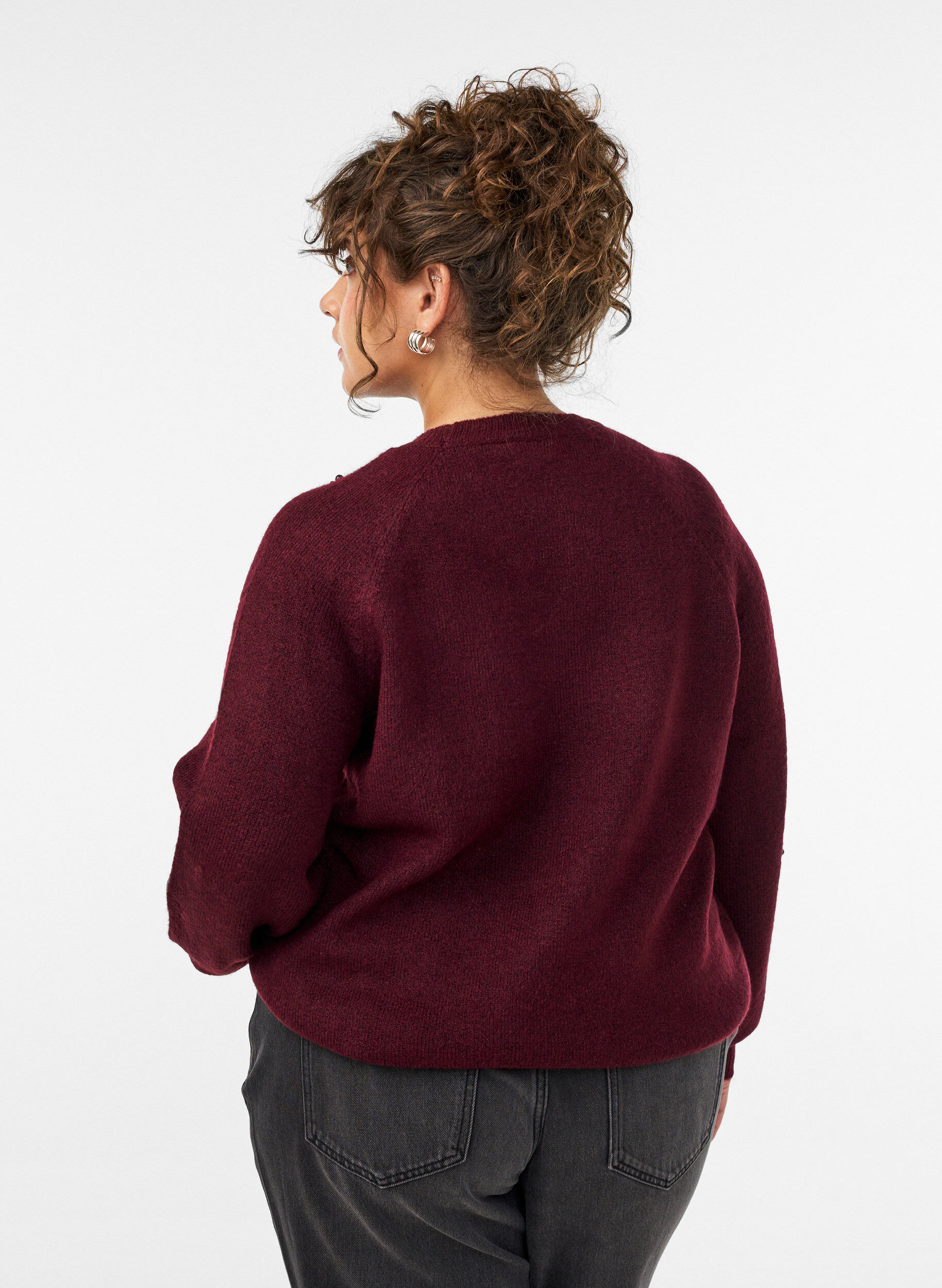 ZizziPullover mit Perlenstickerei, Rot, Model image number 2