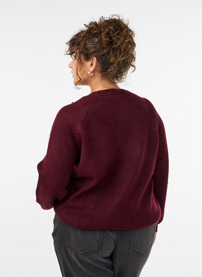Pullover mit Perlenstickerei, Rot, Model image number 2