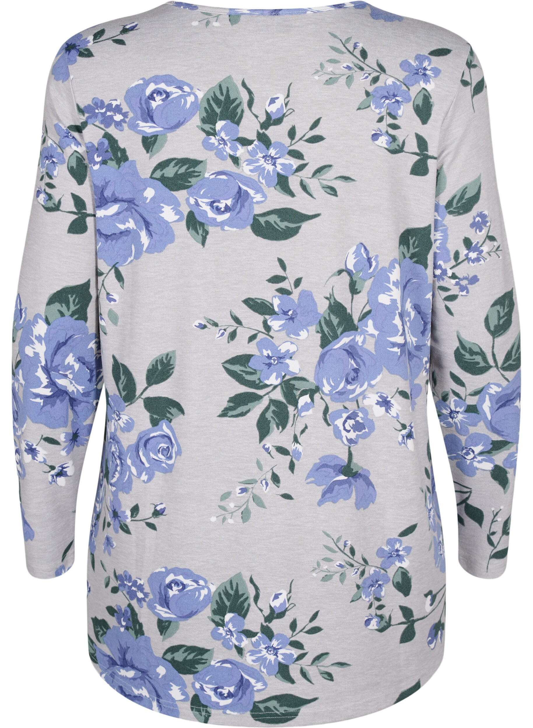 Zizzi  Bluse mit Blumenmuster und langen &Auml;rmeln, Blau, Packshot image number 1