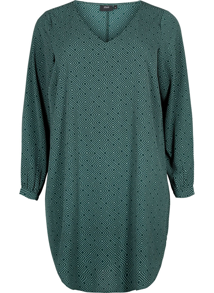 Kleid mit V-Ausschnitt und Aufdruck, Scarab Graphic AOP, Packshot image number 0