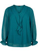 Bluse mit Rüschen und gepunkteter Textur, Shaded Spruce, Packshot image number 0