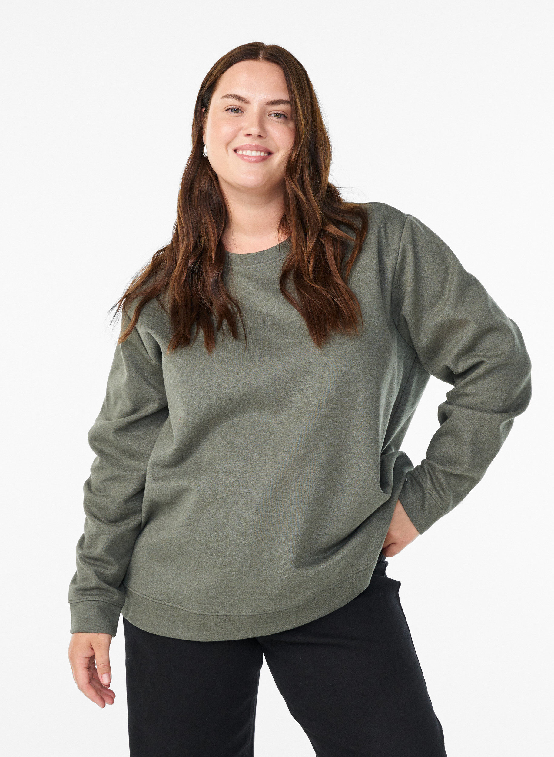 ZizziSweatshirt mit Rundhalsausschnitt, Gr&uuml;n, Model image number 0