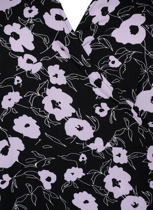 Wickelkleid mit Print und kurzen Ärmeln, Black Flower AOP, Packshot image number 2