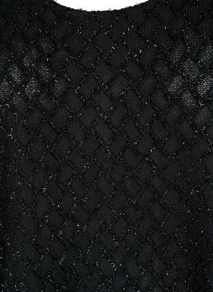 Gemusterte Bluse mit 3/4-Ärmeln und Glitzer, Black, Packshot image number 2