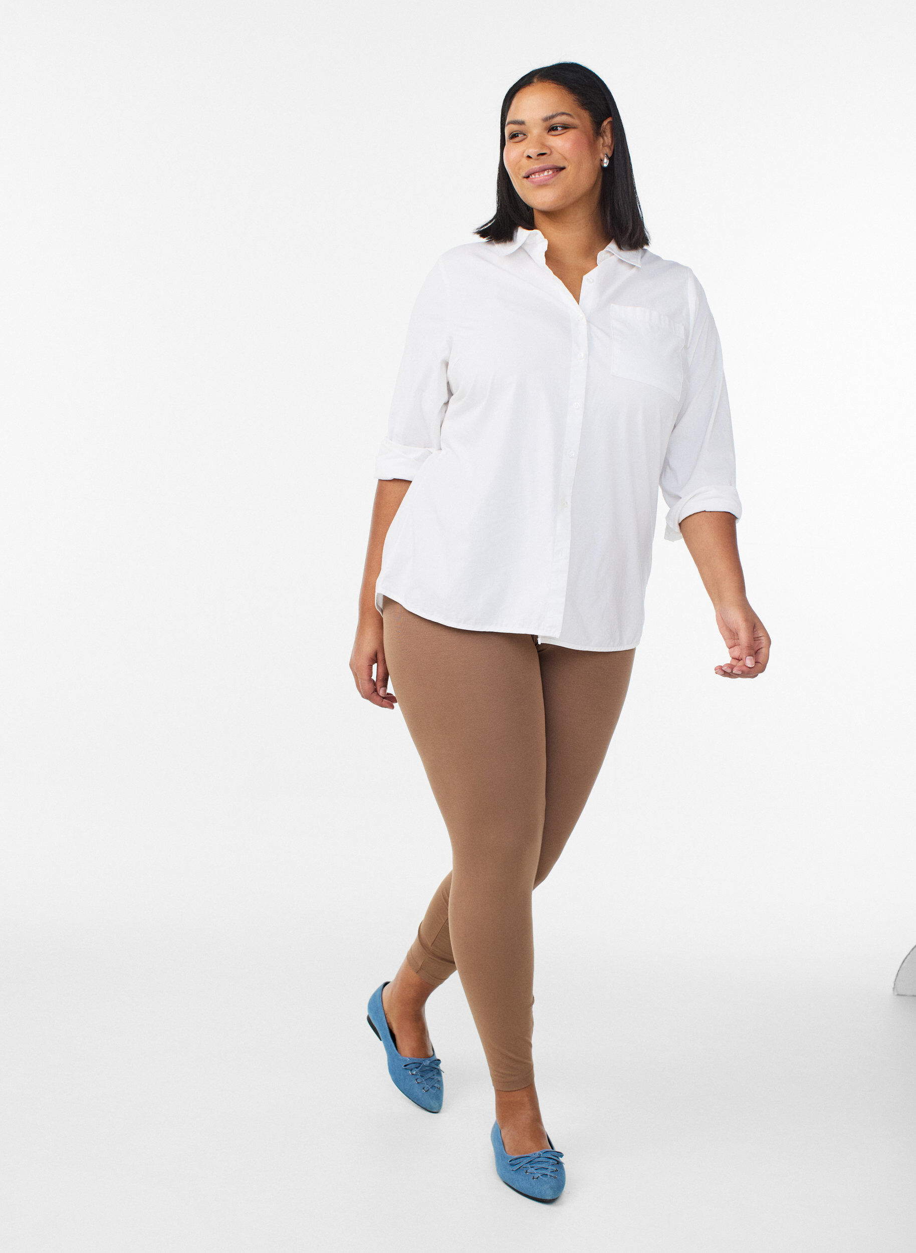 Zizzi Basic Leggings aus Viskose, Braun, Model image number 1