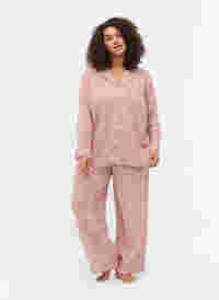 Pyjamahose aus Baumwolle mit Blumenmuster, Powder Pink, Model