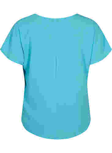 Bluse mit kurzen Ärmeln und Rundhalsausschnitt, Blue Atoll, Packshot image number 1