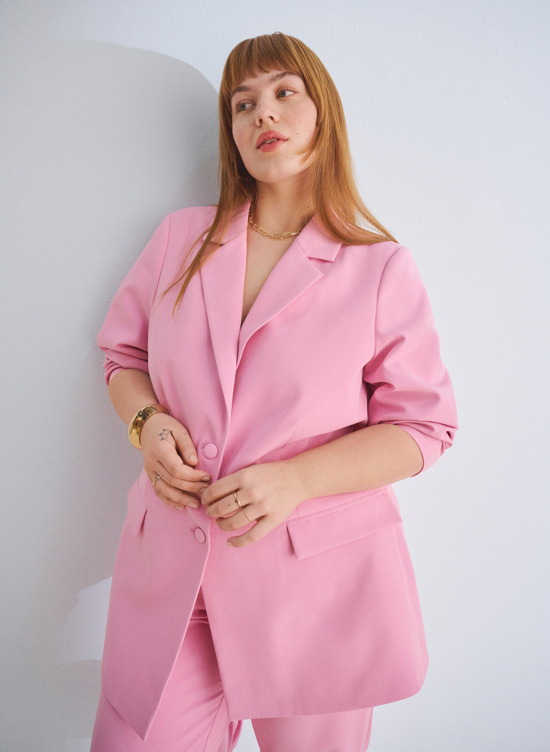 Zizzi Klassischer Blazer mit Knopfverschluss, Pink, Image image number 0