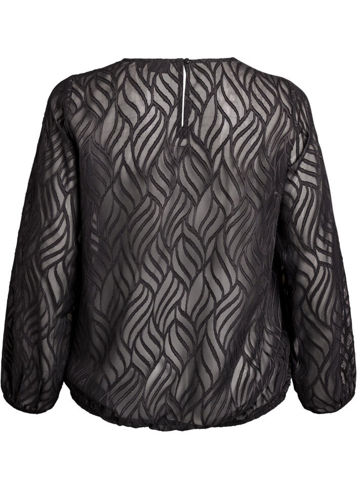 Bluse aus Chiffon mit Strukturmuster, Schwarz, Packshot image number 1