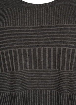 Kleid mit 3/4-Ärmeln und Streifenmuster, Dark Grey Mélange, Packshot image number 2