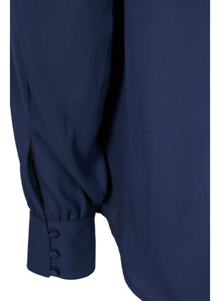 Hemdbluse mit Knopfverschluss und V-Ausschnitt, Navy Blazer, Packshot image number 3