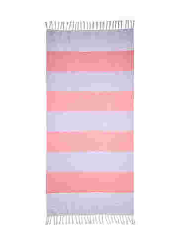 Gestreiftes Handtuch mit Fransen, Pastel Lilac Comb, Packshot image number 2