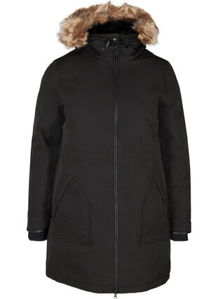 Winterjacke mit Reißverschluss und Taschen, Black, Packshot image number 0