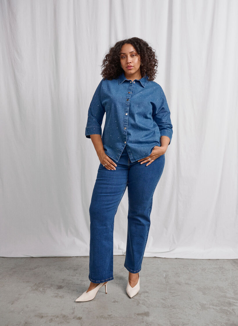 Gemma Jeans mit hoher Taille und gerader Passform, Blau, Image image number 0