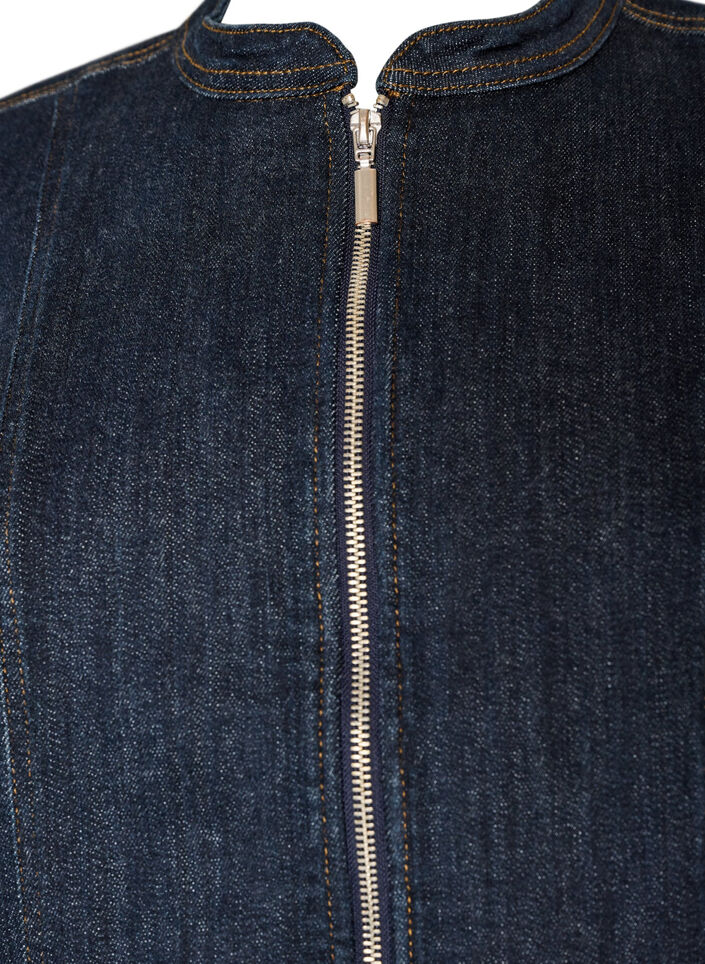 Figurbetonte Jeansjacke mit Rei&szlig;verschluss, Blau, Packshot image number 2