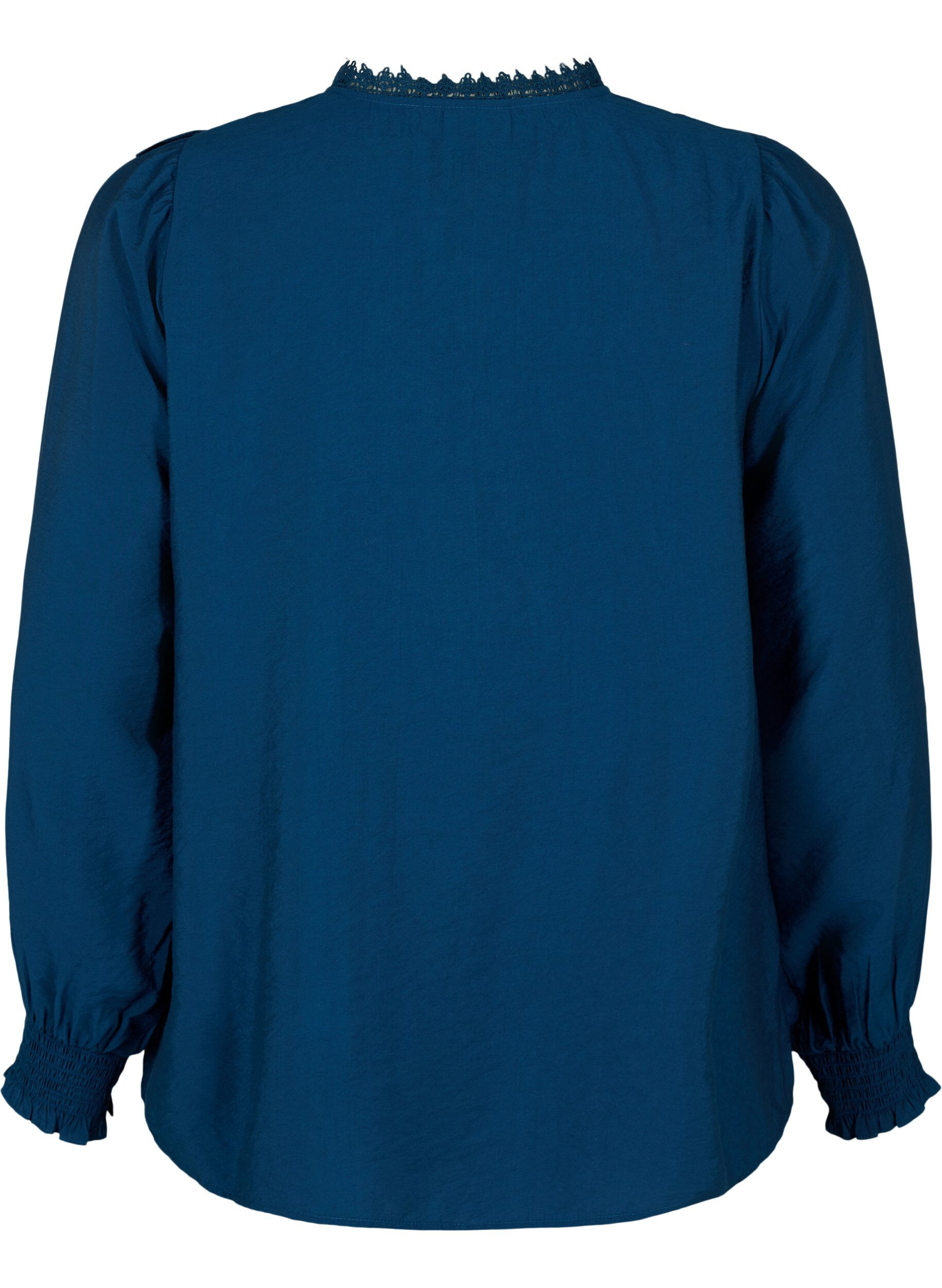 Zizzi  Viskosebluse mit R&uuml;schen und Stickereien, Titan, Packshot image number 1