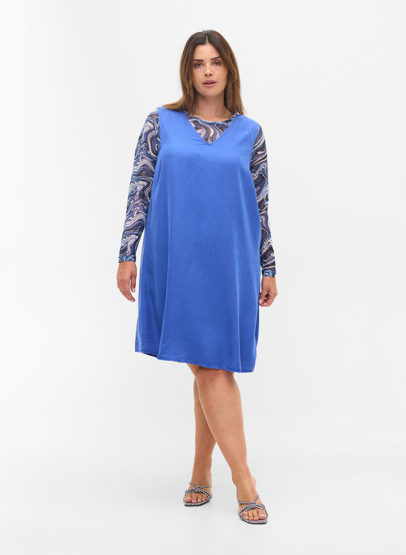 Spencerkleid mit V-Ausschnitt, Dazzling Blue, Model image number 2