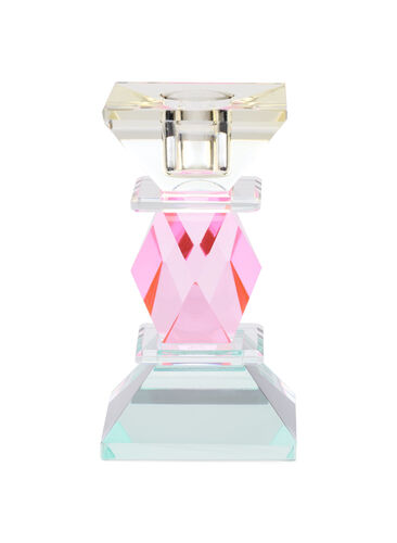 Kerzenständer aus Kristallglas, Lysegul/Pink Comb, Packshot image number 0