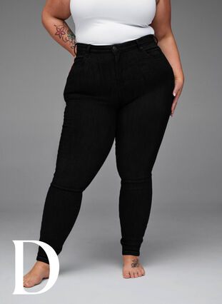 Super Slim-Fit-Jeans mit hoher Taille, Black, Model image number 8