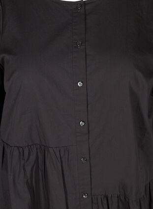 Hemdkleid aus Baumwolle mit Puffärmeln, Black, Packshot image number 2