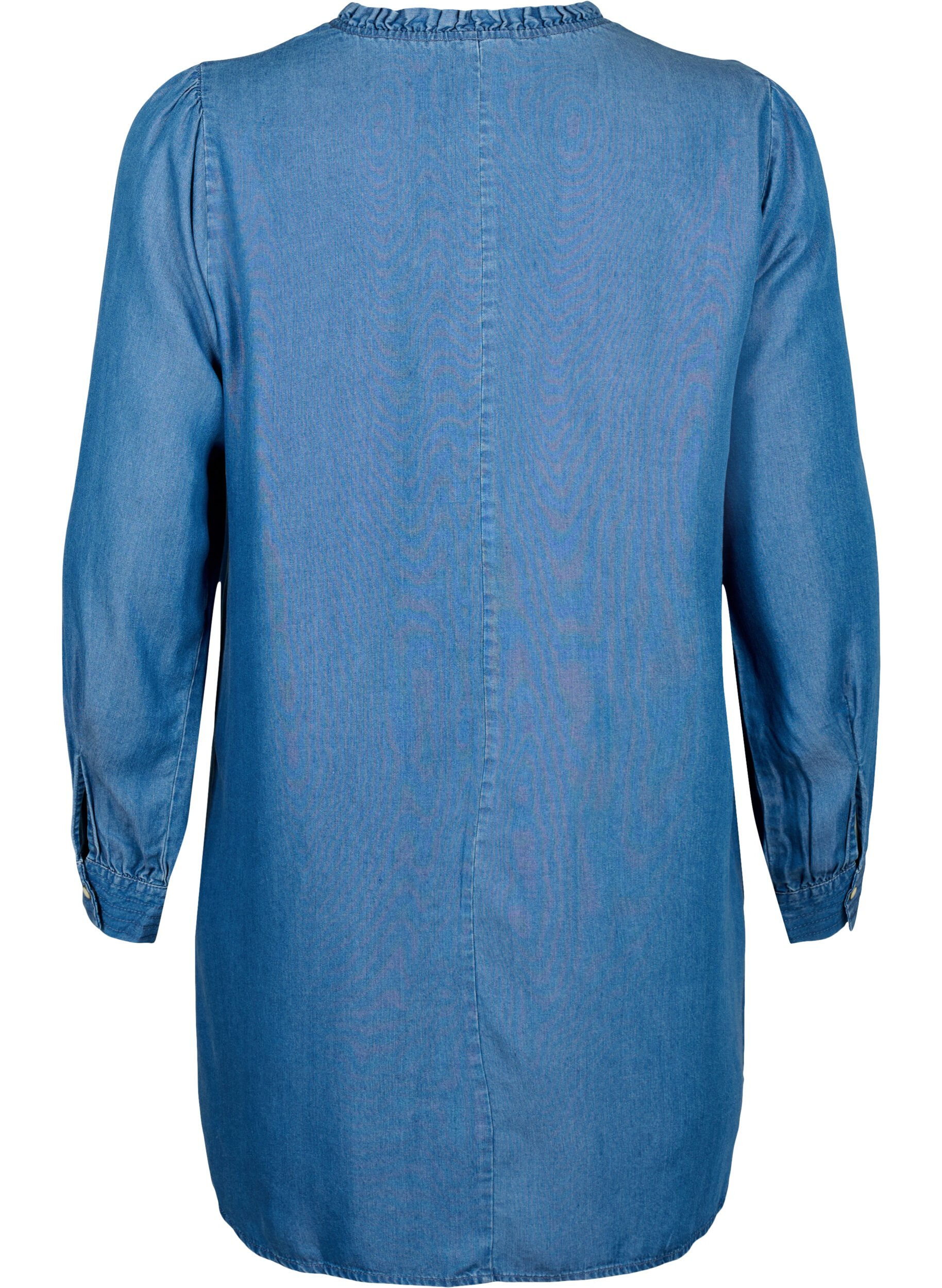 Zizzi Langarm-Tunika aus TENCEL&trade; Lyocell, Medium Blue denim, Packshot image number 1