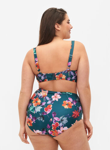 Bikini-Unterteil mit Streifen und hoher Taille, Meave Print, Model image number 1