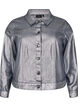 Kurze Jeansjacke in Silberbeschichtung, Gun Silver, Packshot image number 0