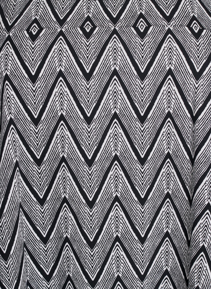Kurz&auml;rmliges Baumwollkleid mit Aufdruck, Schwarz, Packshot image number 2
