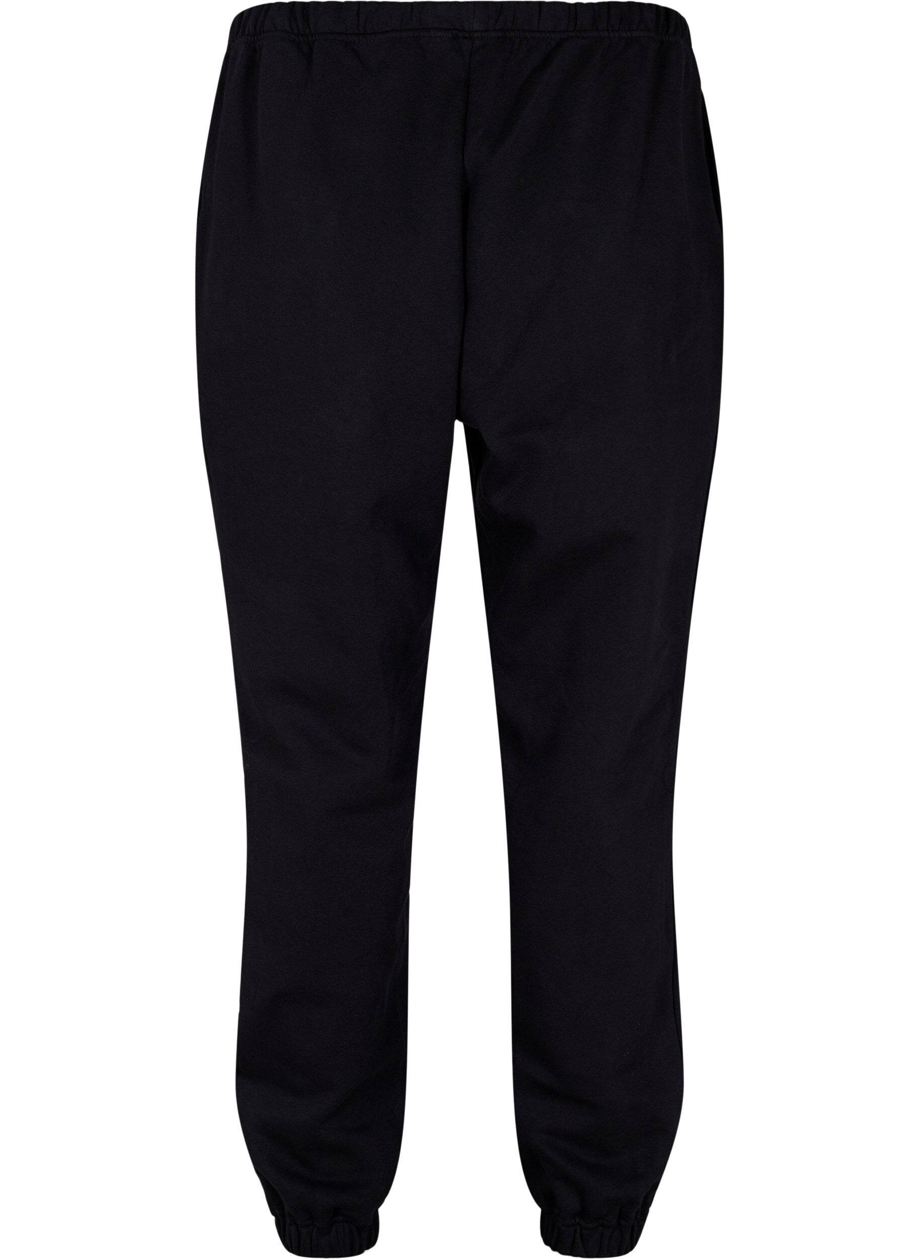 ZizziLockere Baumwollhose mit Taschen, Schwarz, Packshot image number 1
