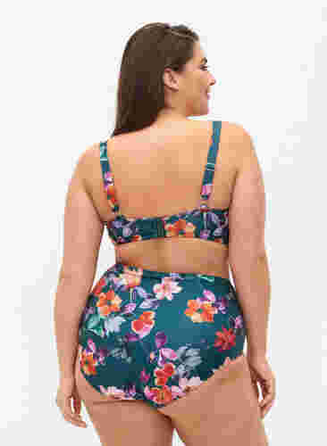 Bikini-Unterteil mit Blumenmuster und hoher Taille, Meave Print, Model image number 1