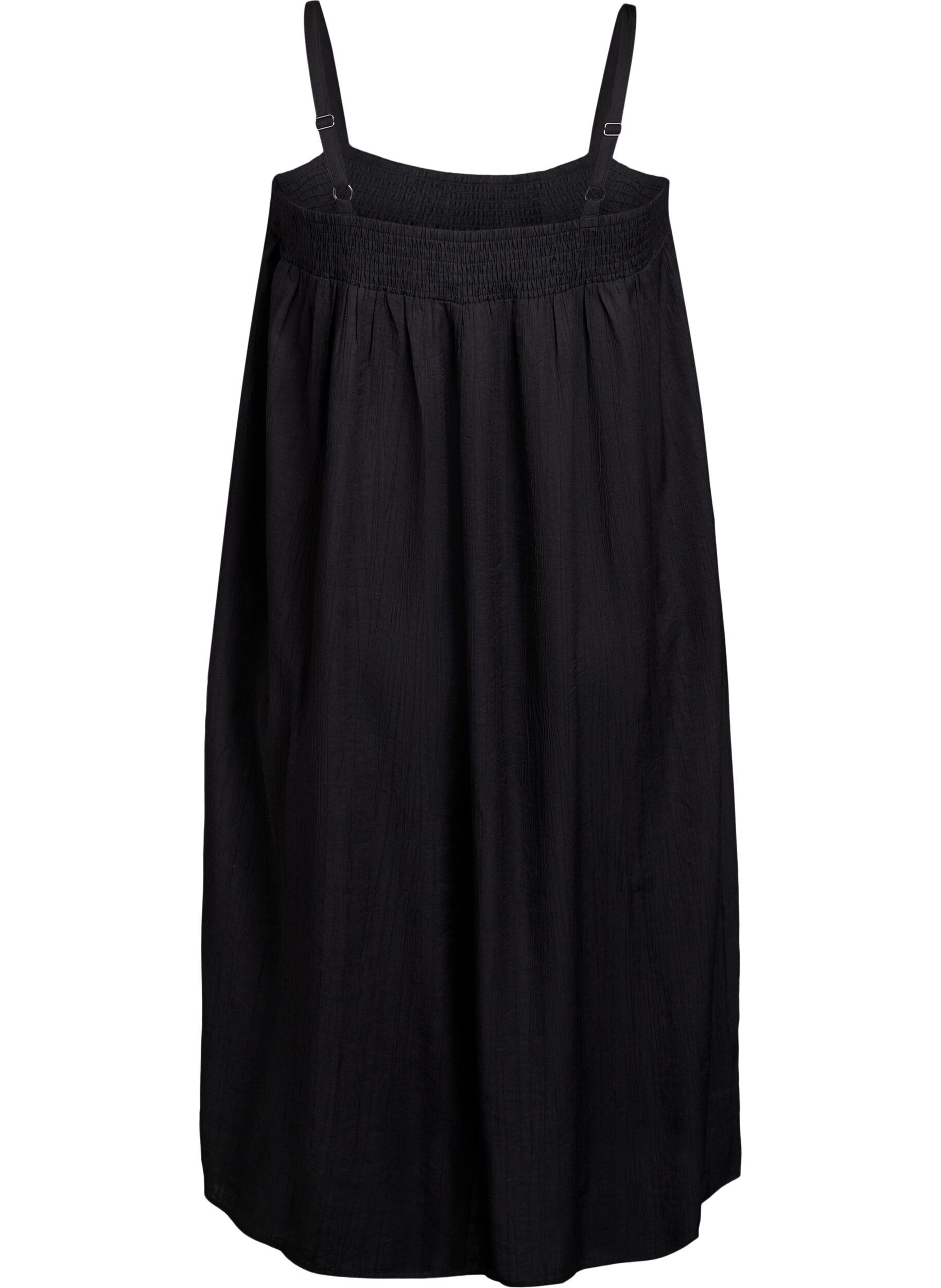 Zizzi Midi-Tr&auml;gerkleid aus Viskose, Schwarz, Packshot image number 1