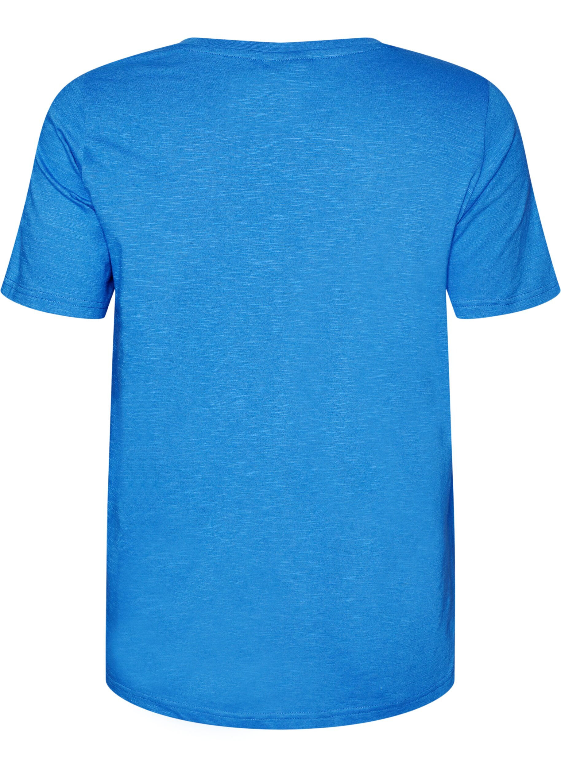 Zizzi Kurz&auml;rmeliges Basic T-Shirt mit V-Ausschnitt, Blau, Packshot image number 1