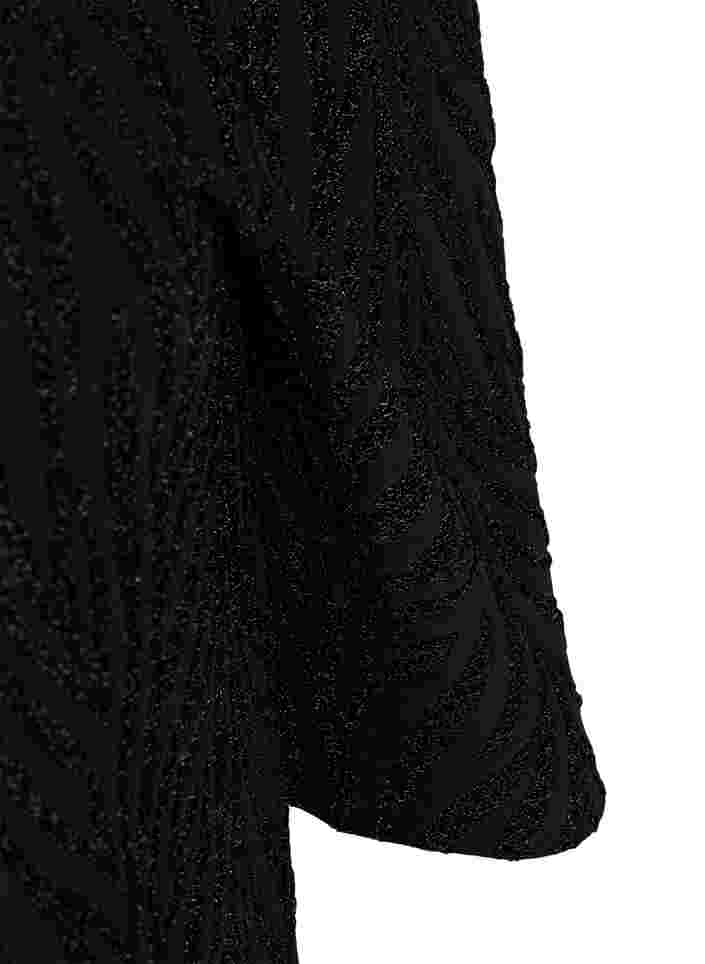 Gemustertes Kleid mit Glitzer und kurzen Ärmeln, Black/Black Lurex, Packshot image number 3