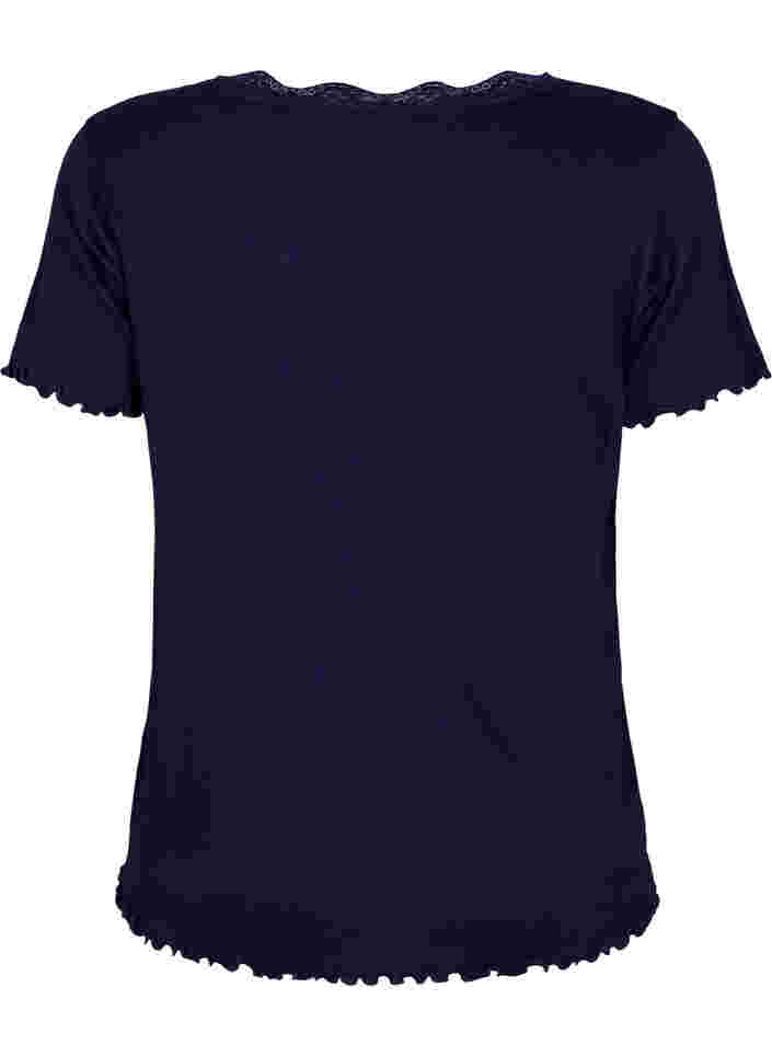 Kurzarm Nachthemd mit Spitzenbesatz, Peacoat, Packshot image number 1