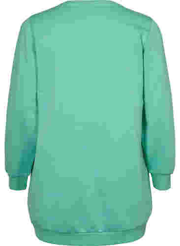 Langes Sweatshirt mit Textdruck, Neptune Green , Packshot image number 1
