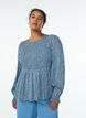 Bluse mit gesmoktem Oberteil und gebl&uuml;mtem Print, Blau, Model image number 0