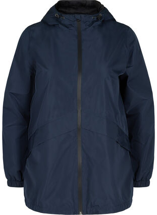 Regenjacke mit verstellbarem Saum und Kapuze, Navy Blazer, Packshot image number 0