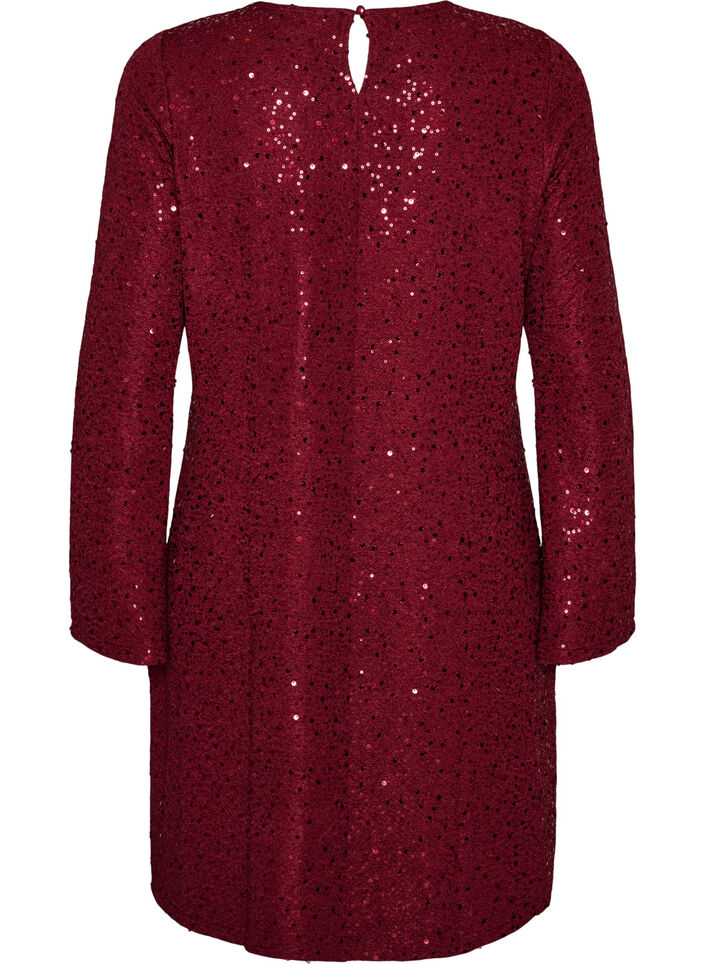 Kurzes Paillettenkleid in A-Linie, Rot, Packshot image number 1