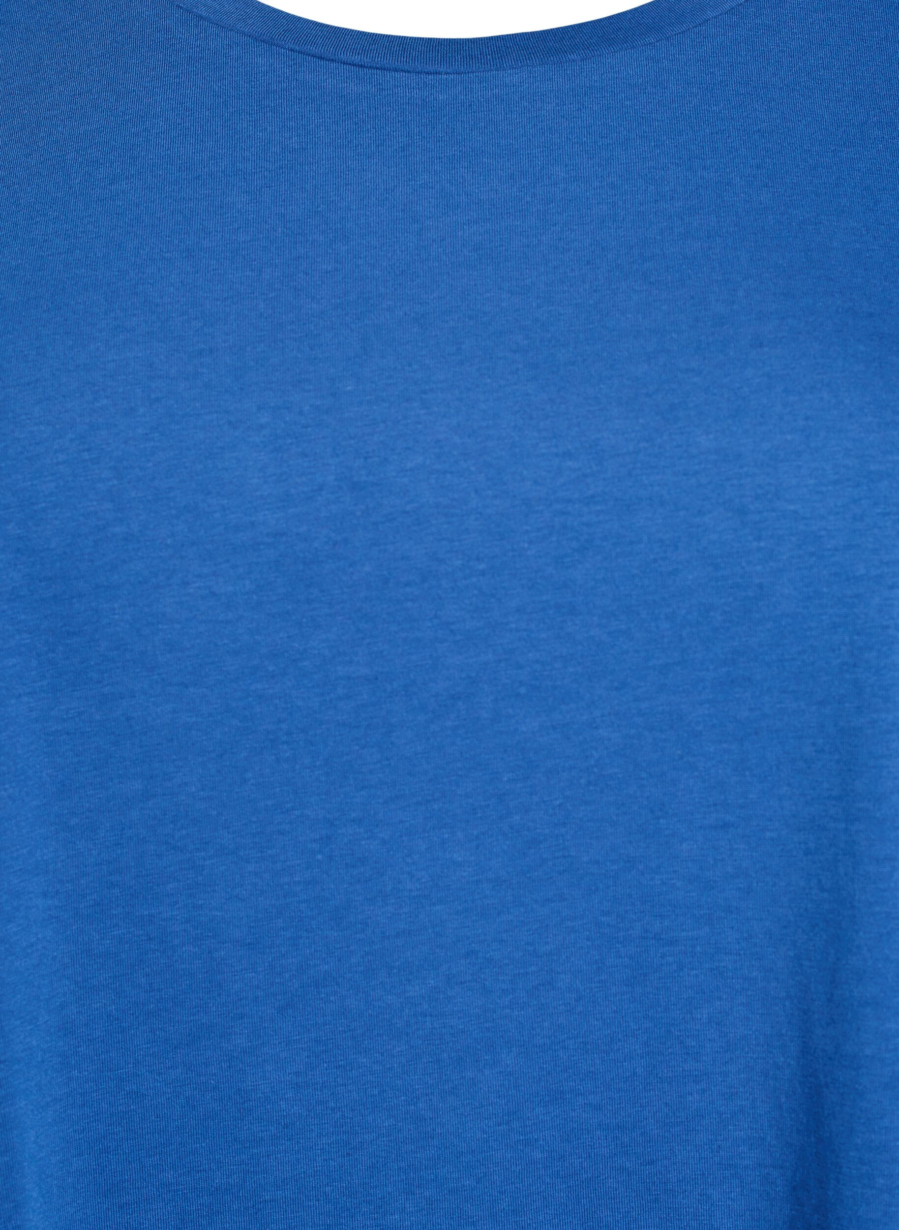 Zizzi Kurz&auml;rmeliges T-Shirt aus einer Baumwollmischung, Blau, Packshot image number 2