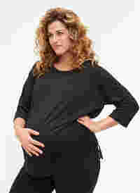 Schwangerschafts-Trainingsbluse mit 3/4-Ärmeln, Black, Model