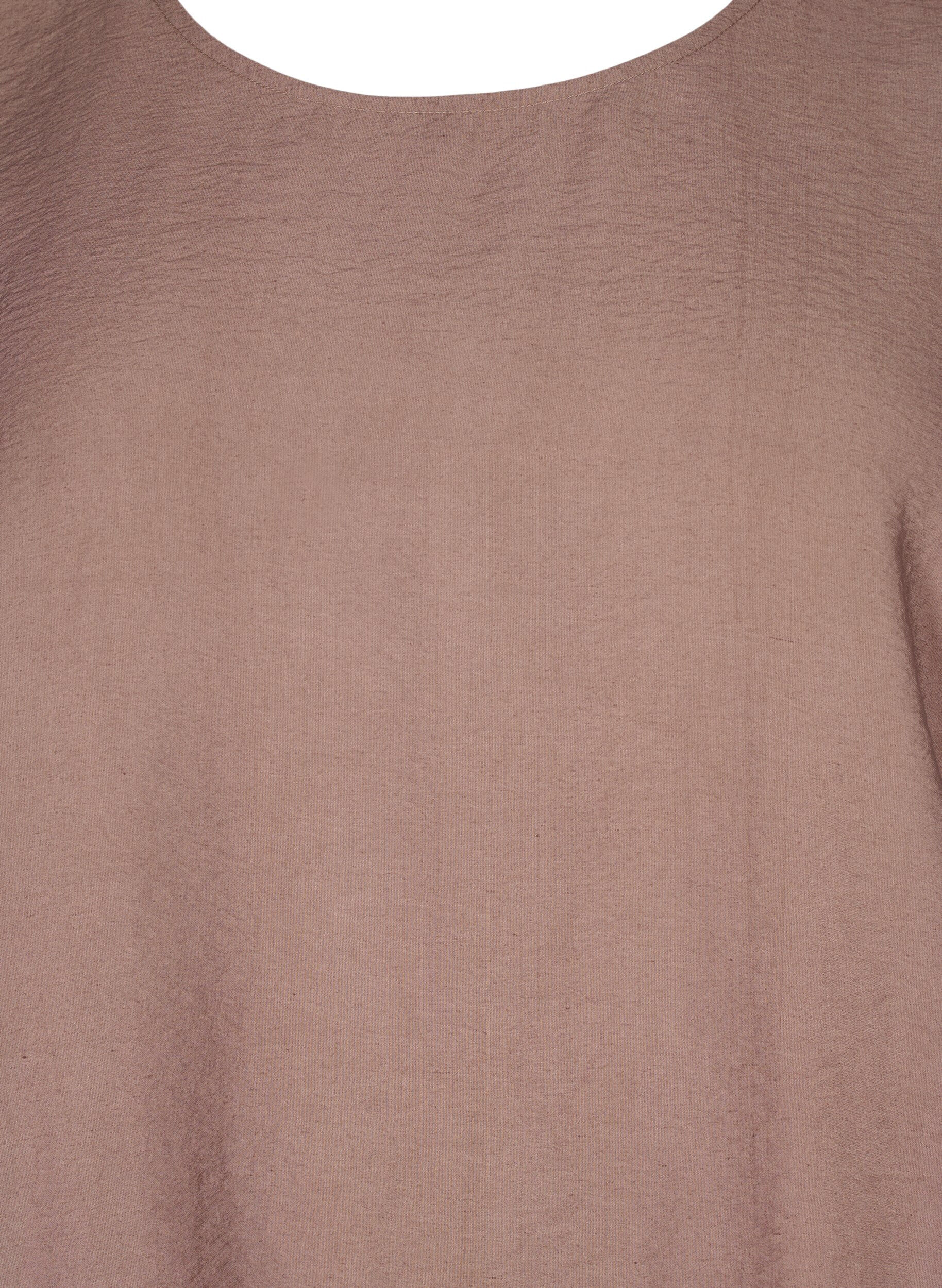 Zizzi Bluse mit kurzen &Auml;rmeln und elastischem Saum, Braun, Packshot image number 2