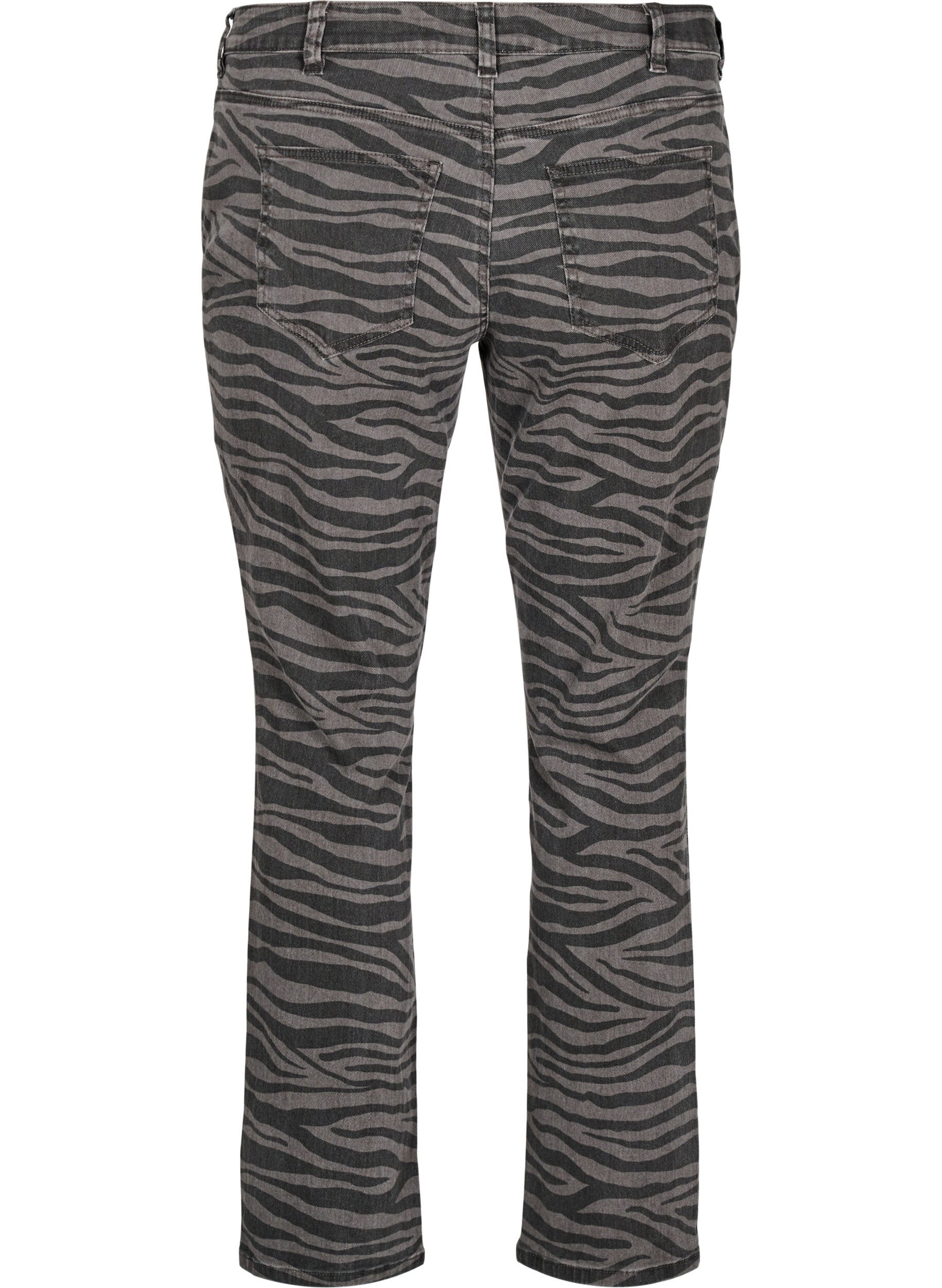 Zizzi Emily Jeans mit Zebraprint, Schwarz, Packshot image number 1