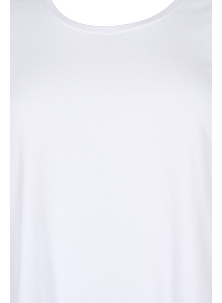 Basic T-Shirt aus Baumwolle mit 3/4-&Auml;rmeln, Wei&szlig;, Packshot image number 2
